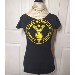 Bordello Black Tee with Bold Yellow Graphic